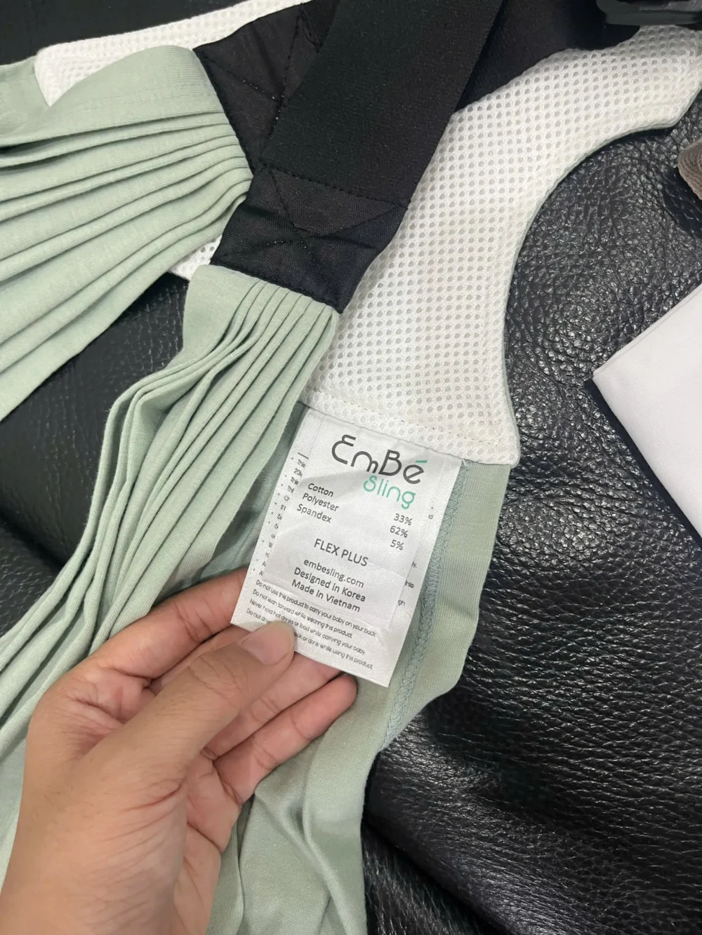 Địu Vải Em Bé Sling size flex plus màu xanh ( còn túi đựng) - Ảnh 4
