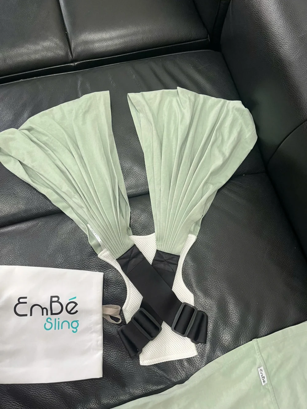 Địu Vải Em Bé Sling size flex plus màu xanh ( còn túi đựng) - Ảnh 5