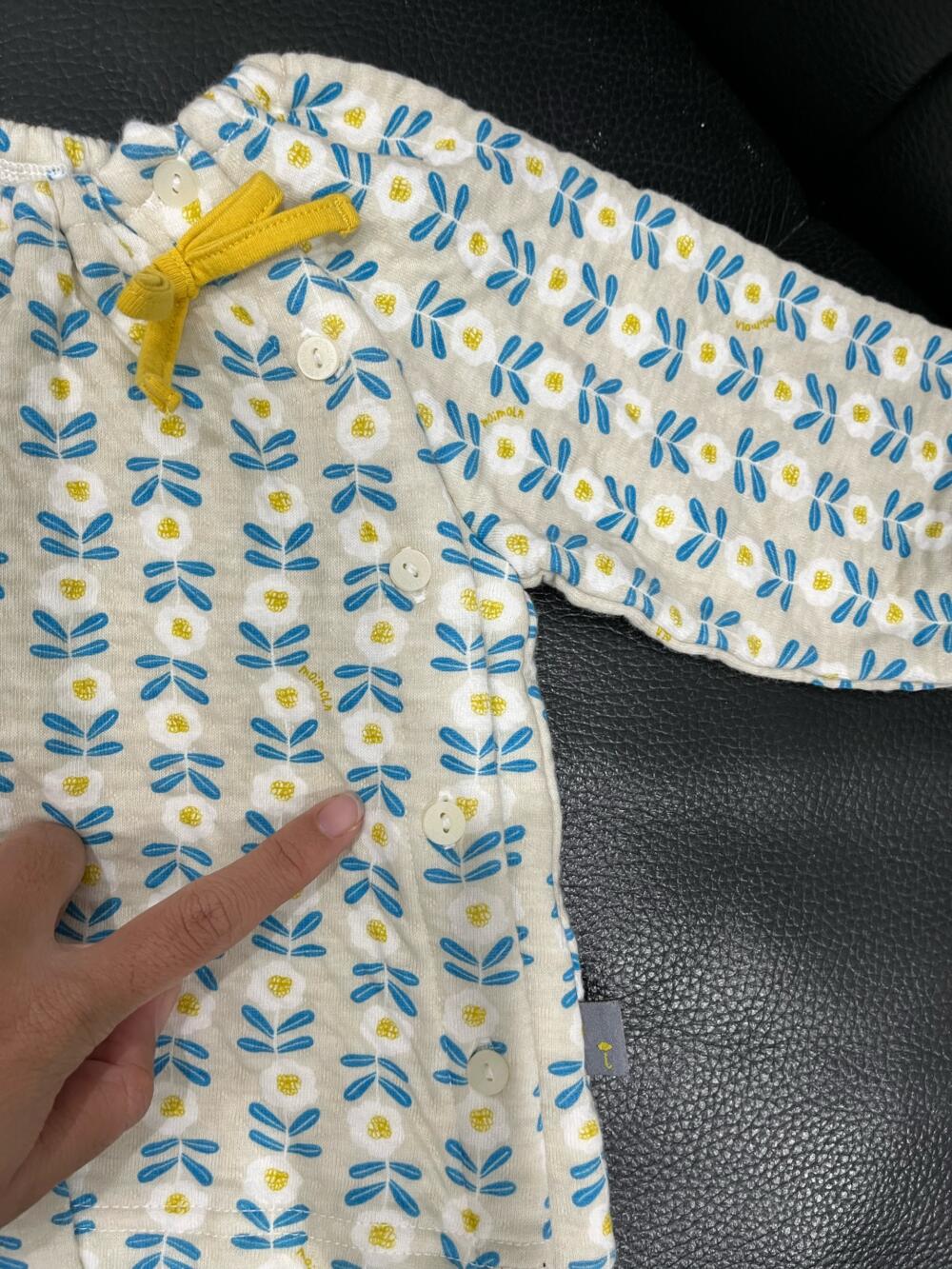 Bộ quần áo nỉ dài tay Moimoln hoạ tiết hoa ( size: 9/12m) - Ảnh 4