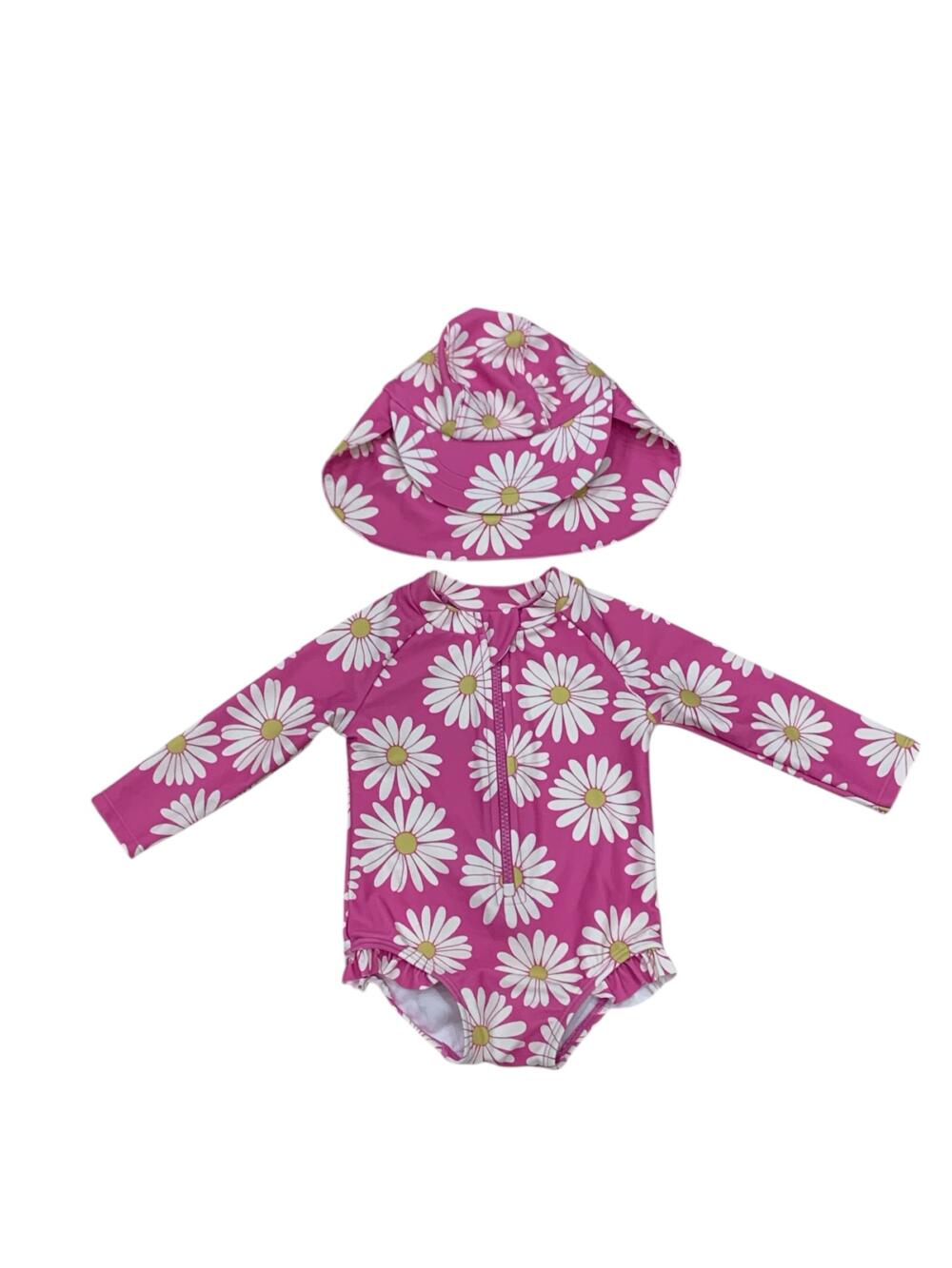 Bộ đồ bơi liền kèm mũ Target baby hoạ tiết hoa cúc màu hồng (size:6/12M) - Ảnh 1