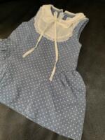 Váy bò chấm bi phối vải thêu Tiny Winy màu xanh (size:11/14kg) - Ảnh 4