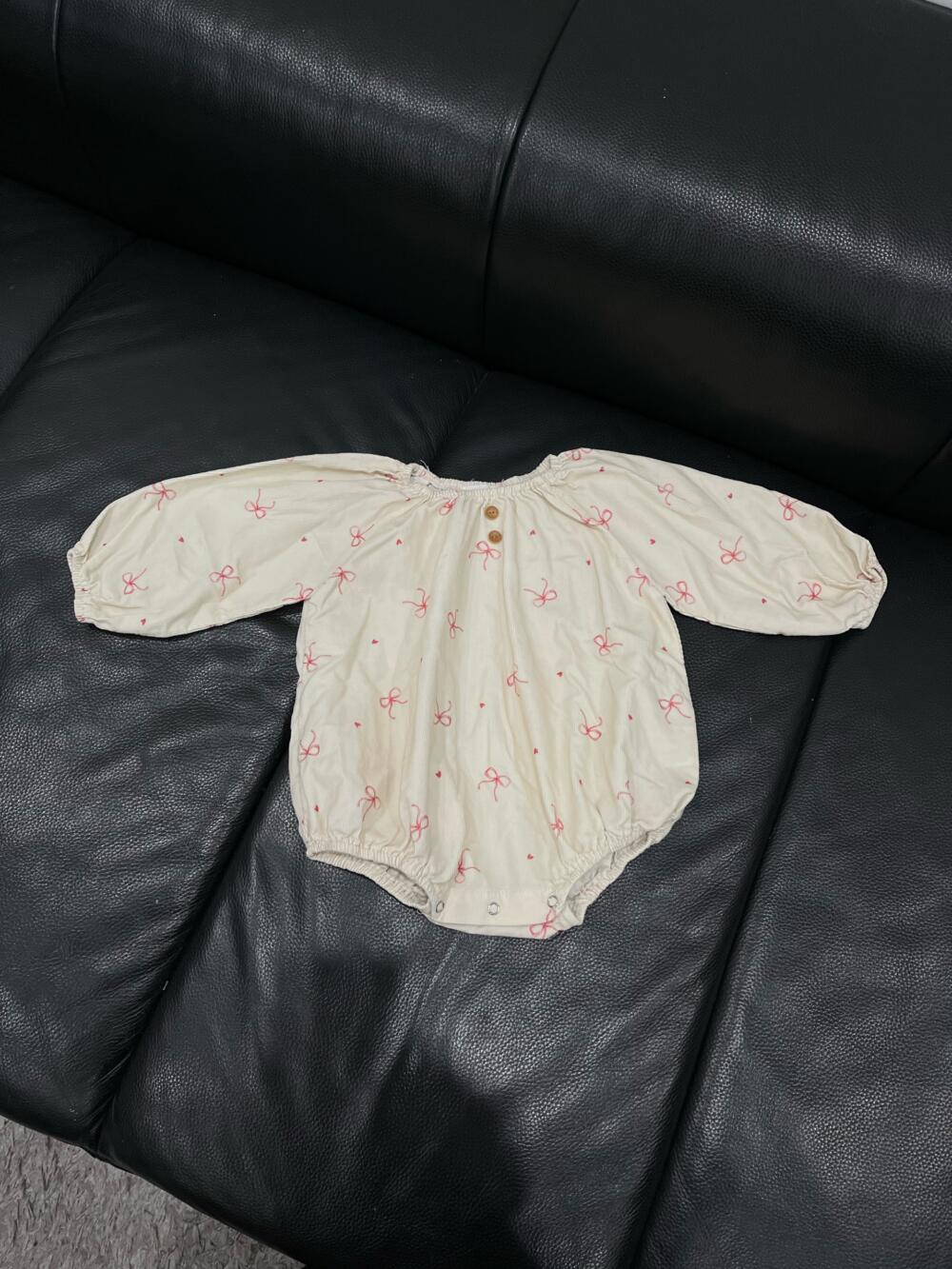 Bodysuit dài tay My bébé màu be nơ hồng (12/24m) - Ảnh 5