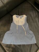 Váy bò chấm bi phối vải thêu Tiny Winy màu xanh (size:11/14kg) - Ảnh 5