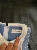 Váy bò chấm bi phối vải thêu Tiny Winy màu xanh (size:11/14kg) - Ảnh 6