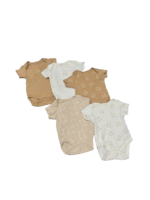 Set 4 bộ bodysuit Nextbaby gấu nâu trắng (size: 3/6m) tặng 1 bộ