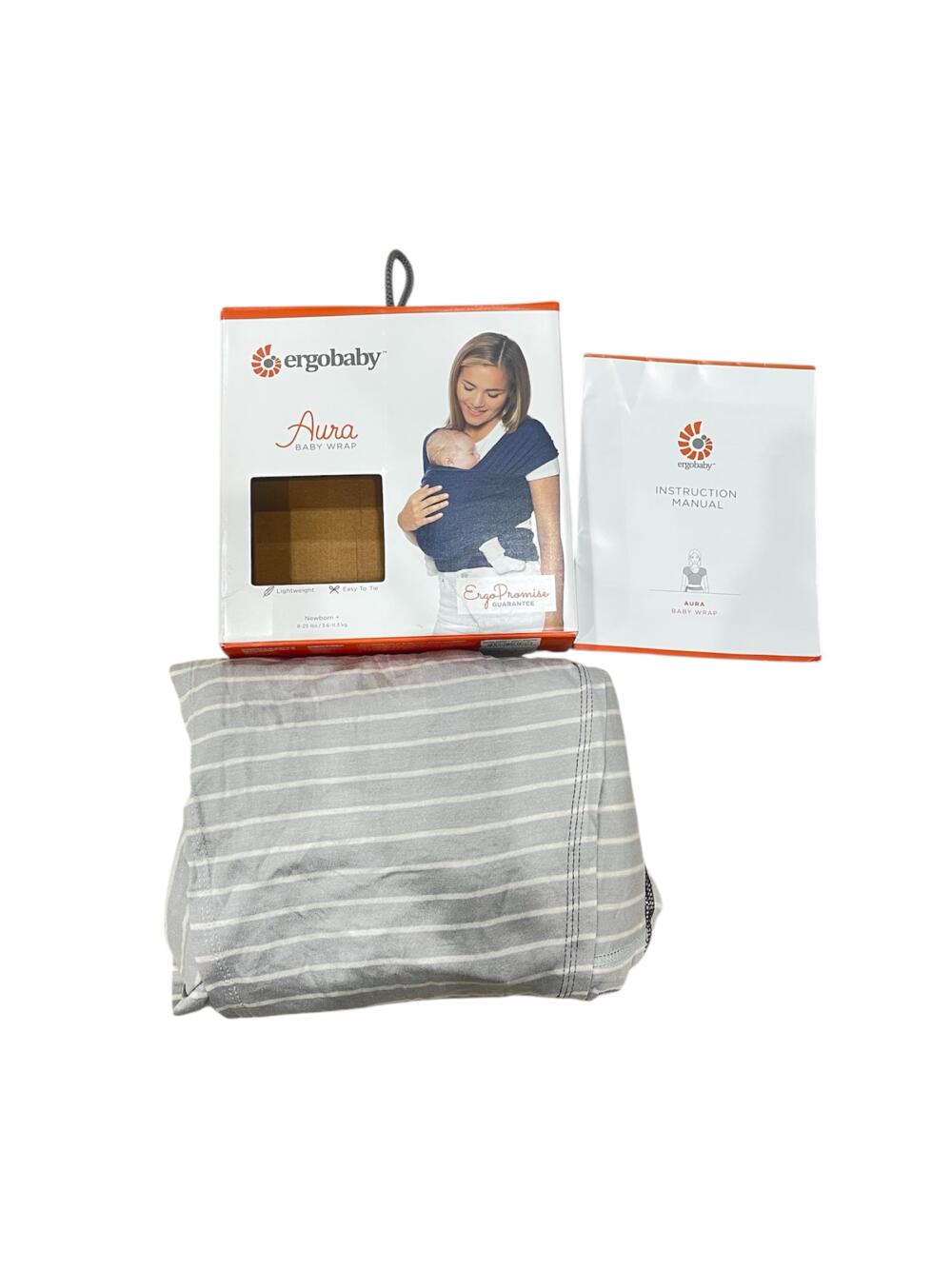 Địu vải Ergobaby Aura Wrap, màu Grey Tripes (Size: từ sơ sinh 3kg6 đến 11kg3, full box) - Ảnh 1