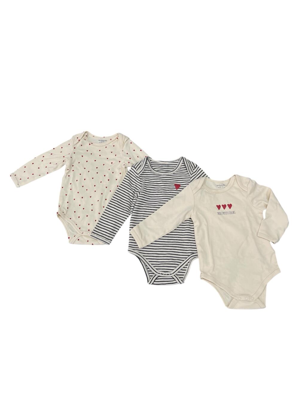 Set 3 bodysuit dài tay Vertbaudet (size: 18m/81cm) - Ảnh 1