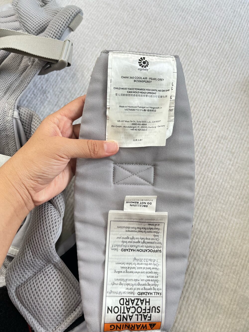Địu Ergobaby Omni 360 Cool Air Mesh, Pearl Grey (0m+, no box) - Ảnh 6