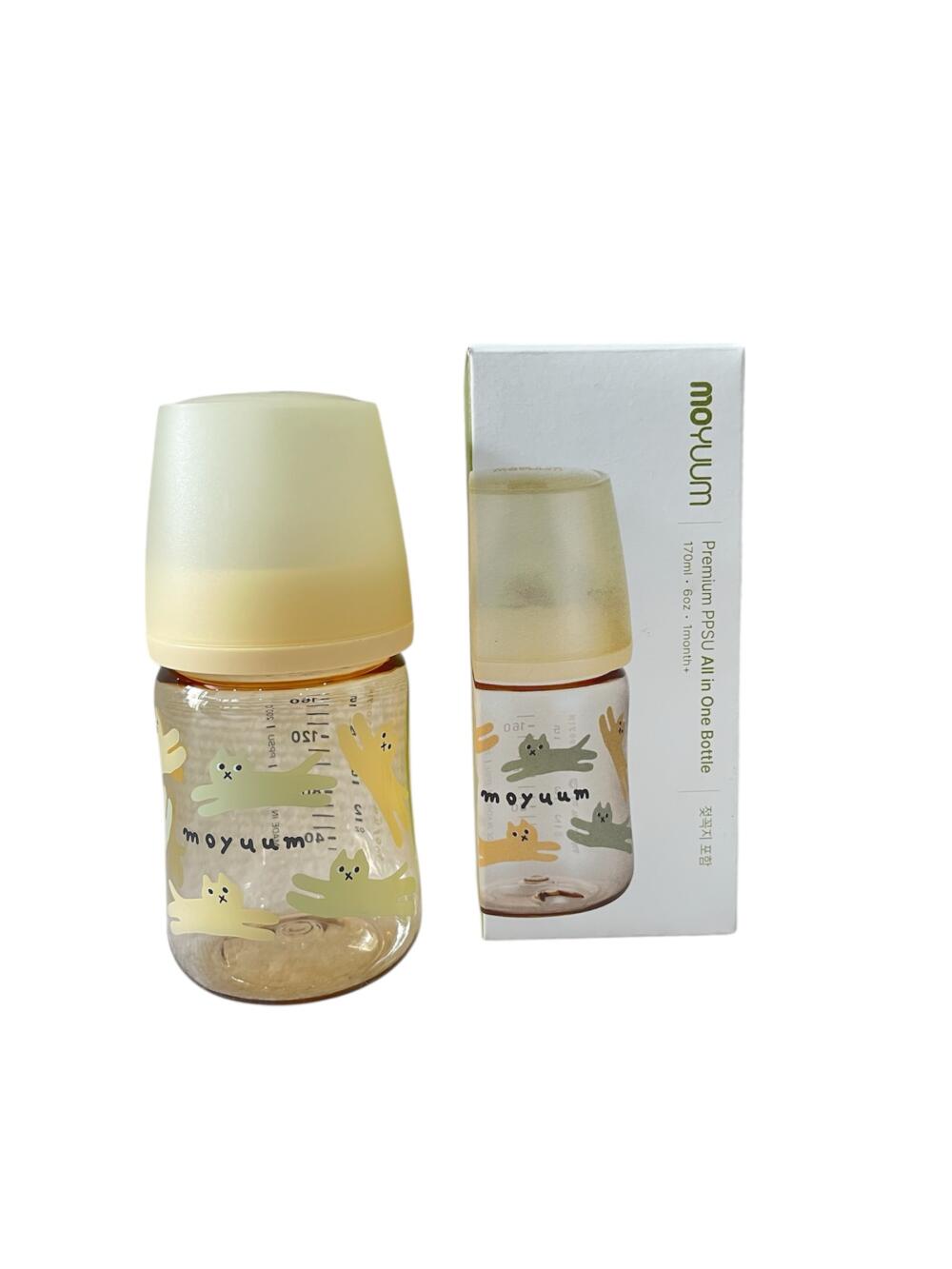 3ac885610a514cf4931f4ed629dbd444 Bình sữa Moyuum thế hệ 3 PPSU 170ml ,mèo vàng (size:0m+, full box) - Ảnh 1