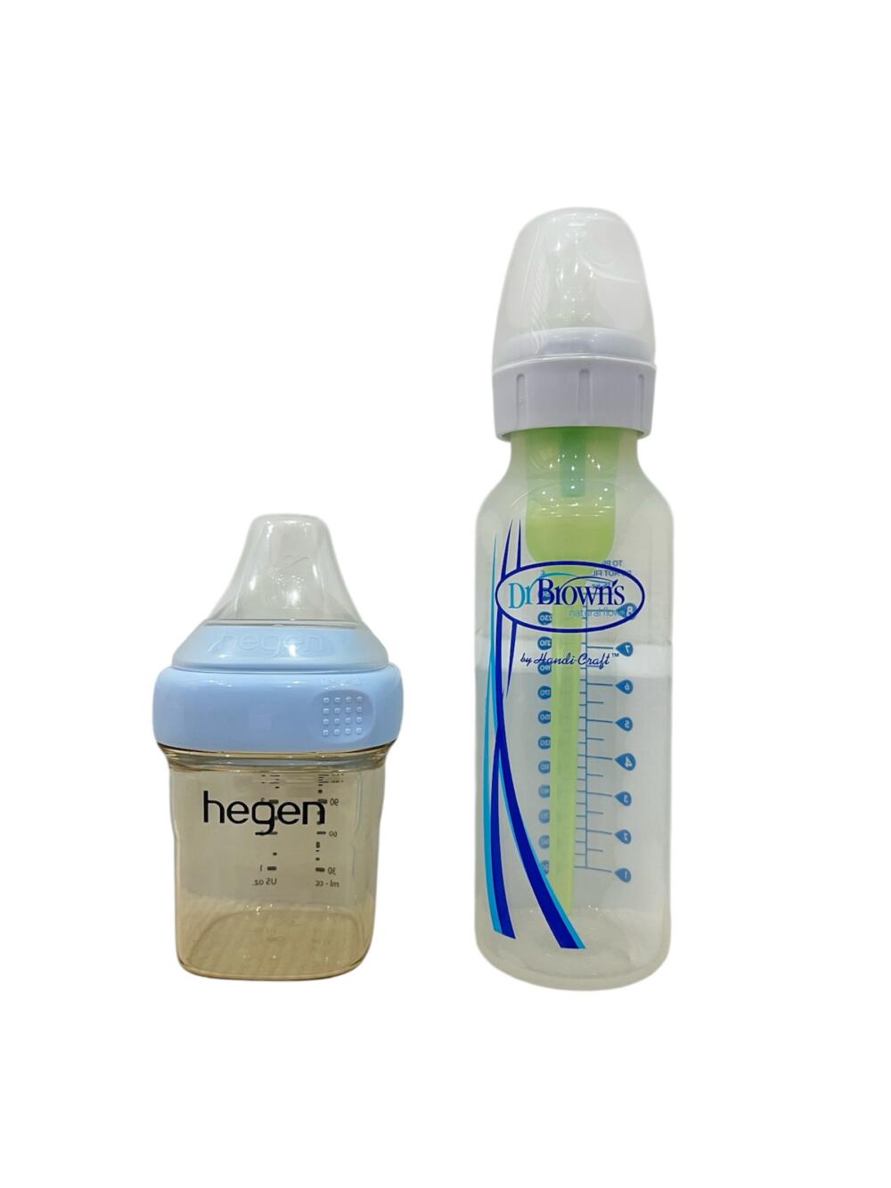 Set 2 bình sữa Hegen 150ml, Dr's Browns 250ml (size núm 0m+, no box) - Ảnh 1