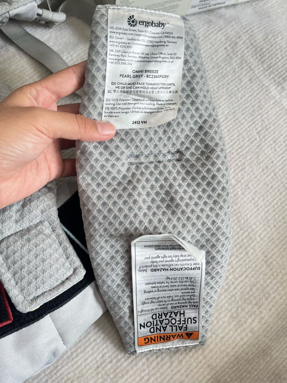 Địu Ergobaby Omni Breeze, Pearl Grey (0m+, full box) - Ảnh 11