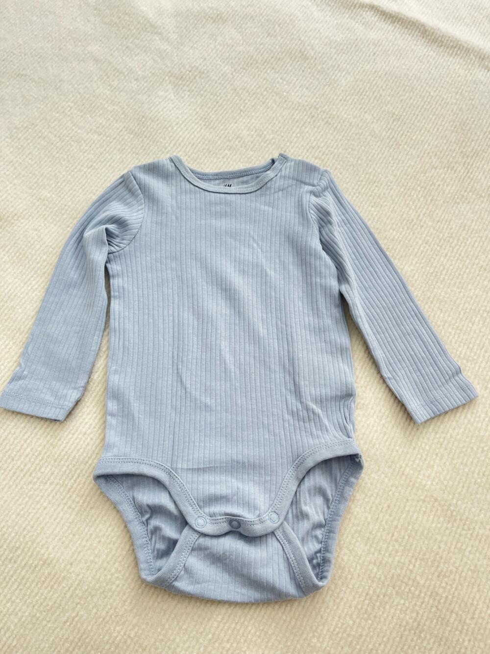 Set 3 bodysuit tay dài H&M thun gân nổi (size: 9/12m) - Ảnh 9
