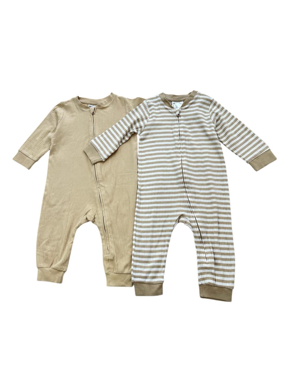 Set 2 bộ sleepsuit vải cotton H&M (size: 6/9m) - Ảnh 1