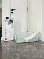Bồn tắm gấp gọn kèm ghế tựa lưng cho bé có đế chống trượt, Stokke viền màu xanh lá ( full box) - Ảnh 4