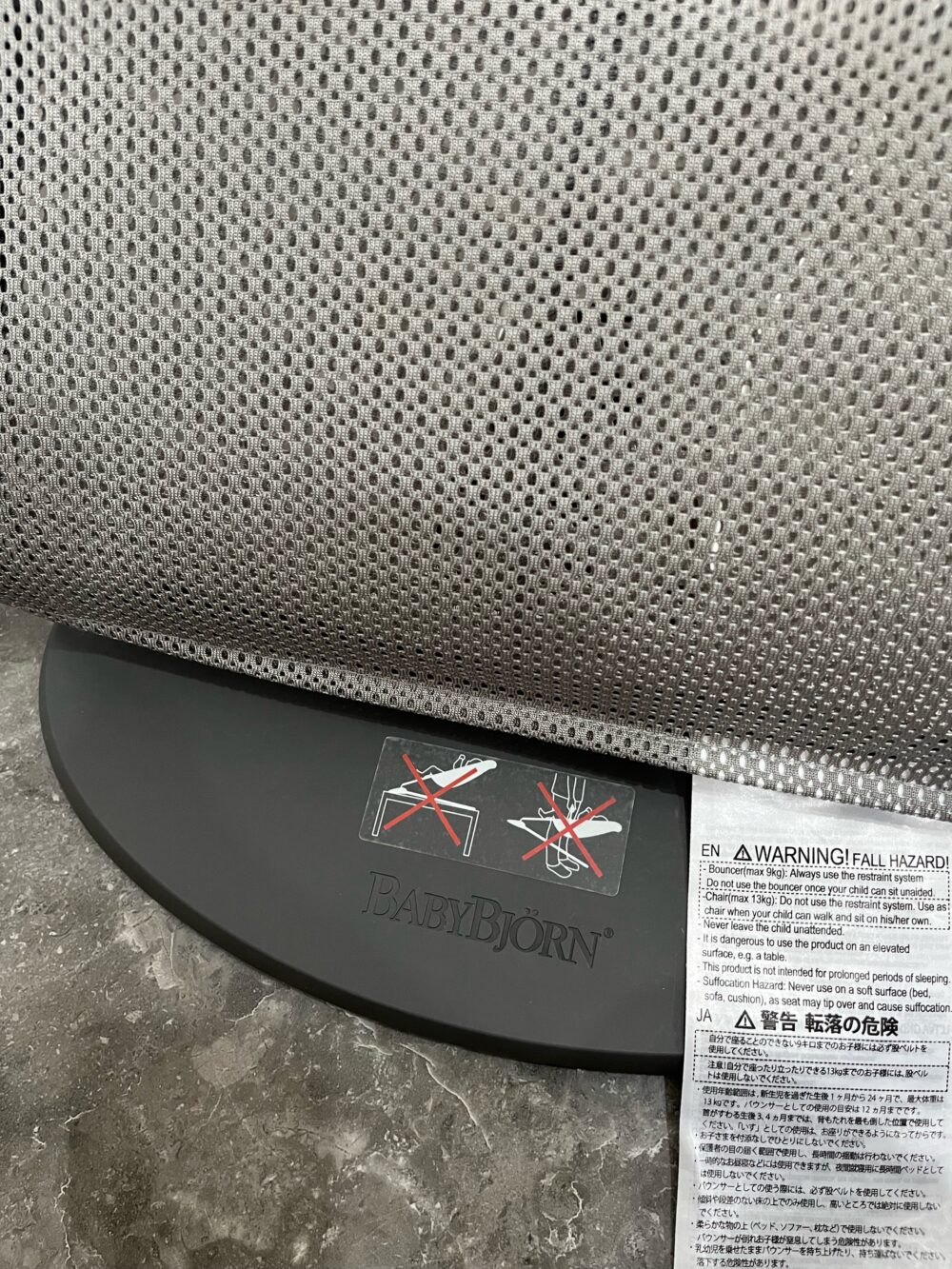 Ghế rung BabyBjorn vải mesh màu xám 0->2y( full box) - Ảnh 3