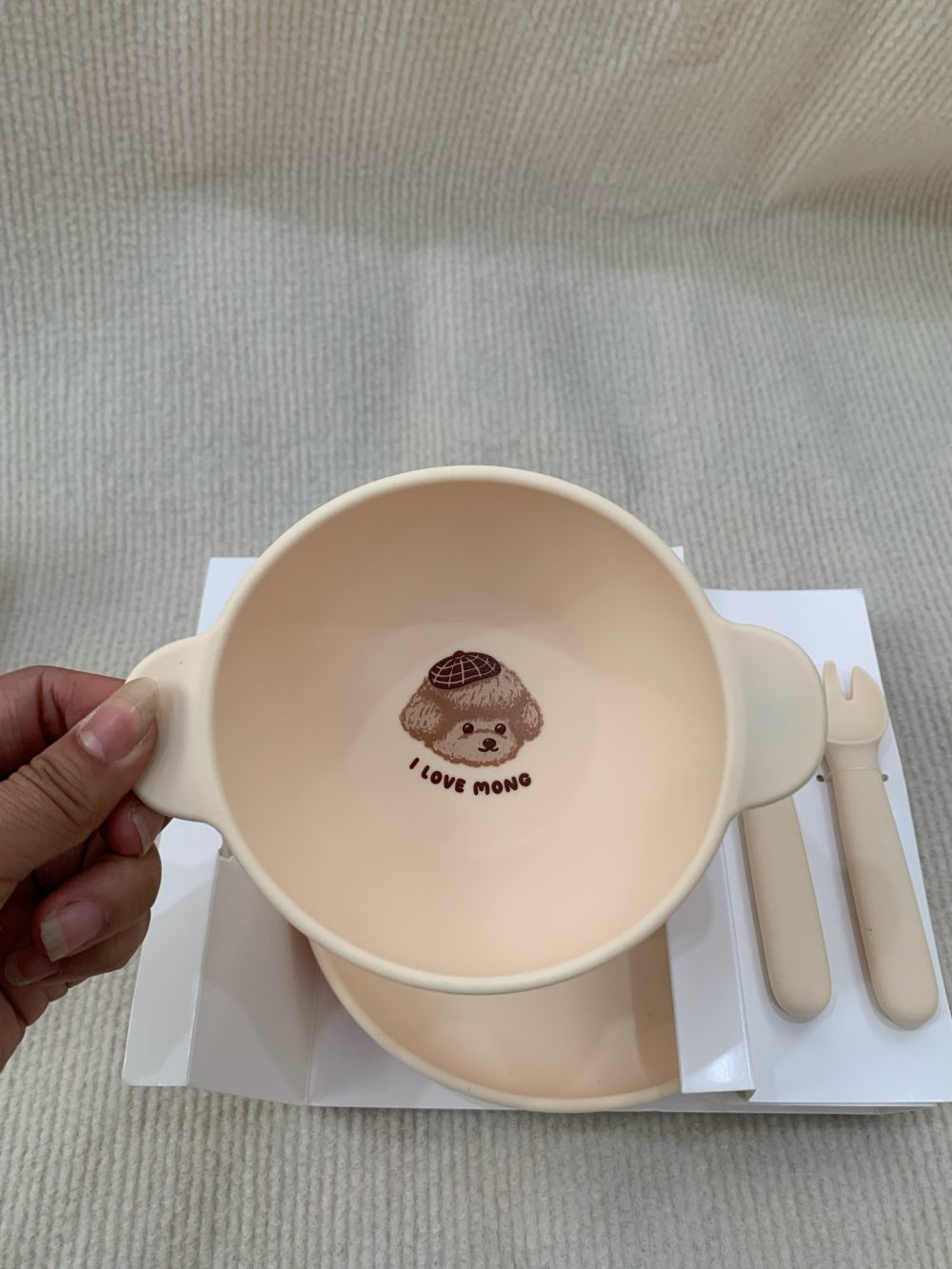 Bộ khay bát ăn dặm silicone kèm thìa dĩa Ubmom (full box) - Ảnh 4