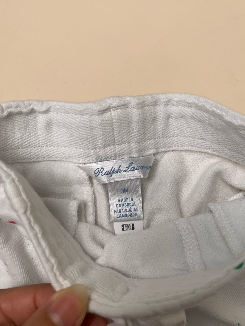 Quần đùi nỉ Ralph Lauren hoạ tiết chấm màu, màu trắng (size 3m) - Ảnh 5