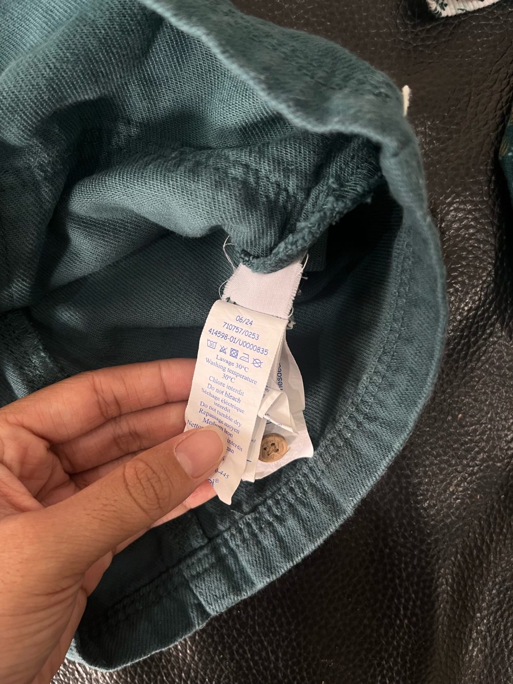 Set bộ yếm tay dài màu xanh Obaibi hoạ tiết hoa nhí ( size 12m) - Ảnh 7