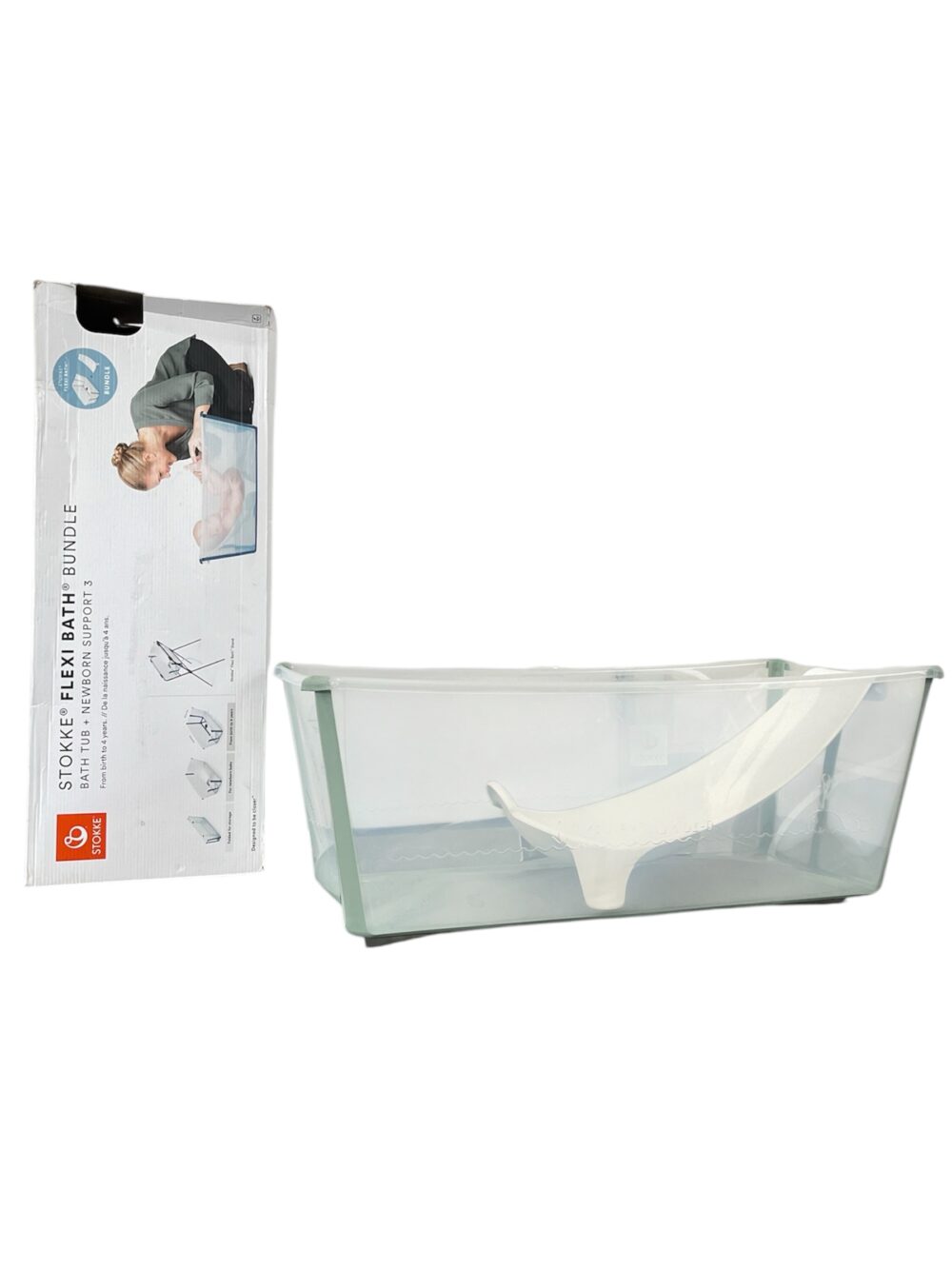 Bồn tắm gấp gọn kèm ghế tựa lưng cho bé có đế chống trượt, Stokke viền màu xanh lá ( full box) - Ảnh 1