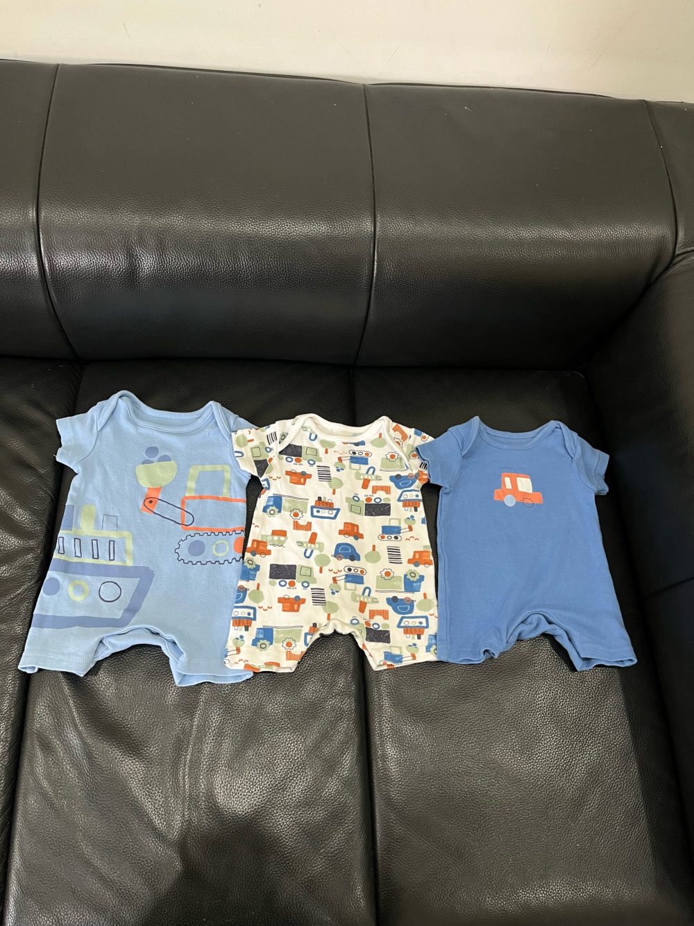 Set 3 bộ bodysuit Mothercare màu xanh hoạ tiết xe ( size: 1m~4,5kg) - Ảnh 10