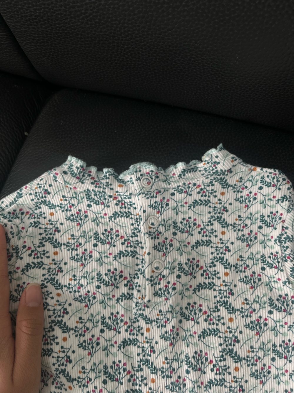 Set bộ yếm tay dài màu xanh Obaibi hoạ tiết hoa nhí ( size 12m) - Ảnh 5