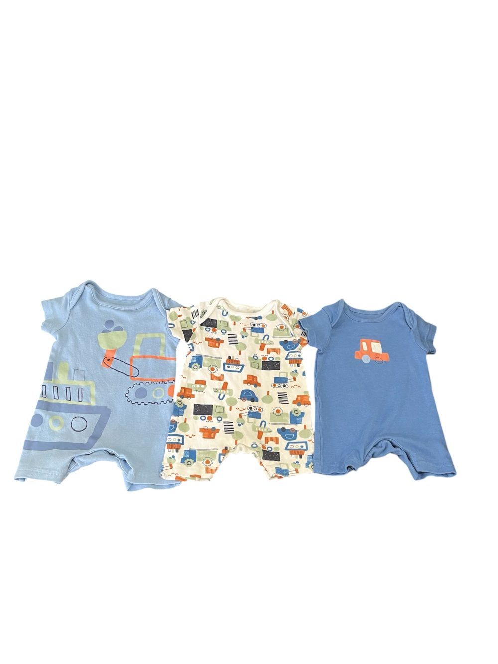 Set 3 bộ bodysuit Mothercare màu xanh hoạ tiết xe ( size: 1m~4,5kg) - Ảnh 1