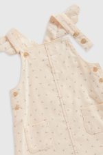 Set 2 bộ yếm kèm bodysuit mix brand H&M, Morthercare, Obaibi hoạ tiết hoa trắng, hồng (size:6/9M) - Ảnh 10