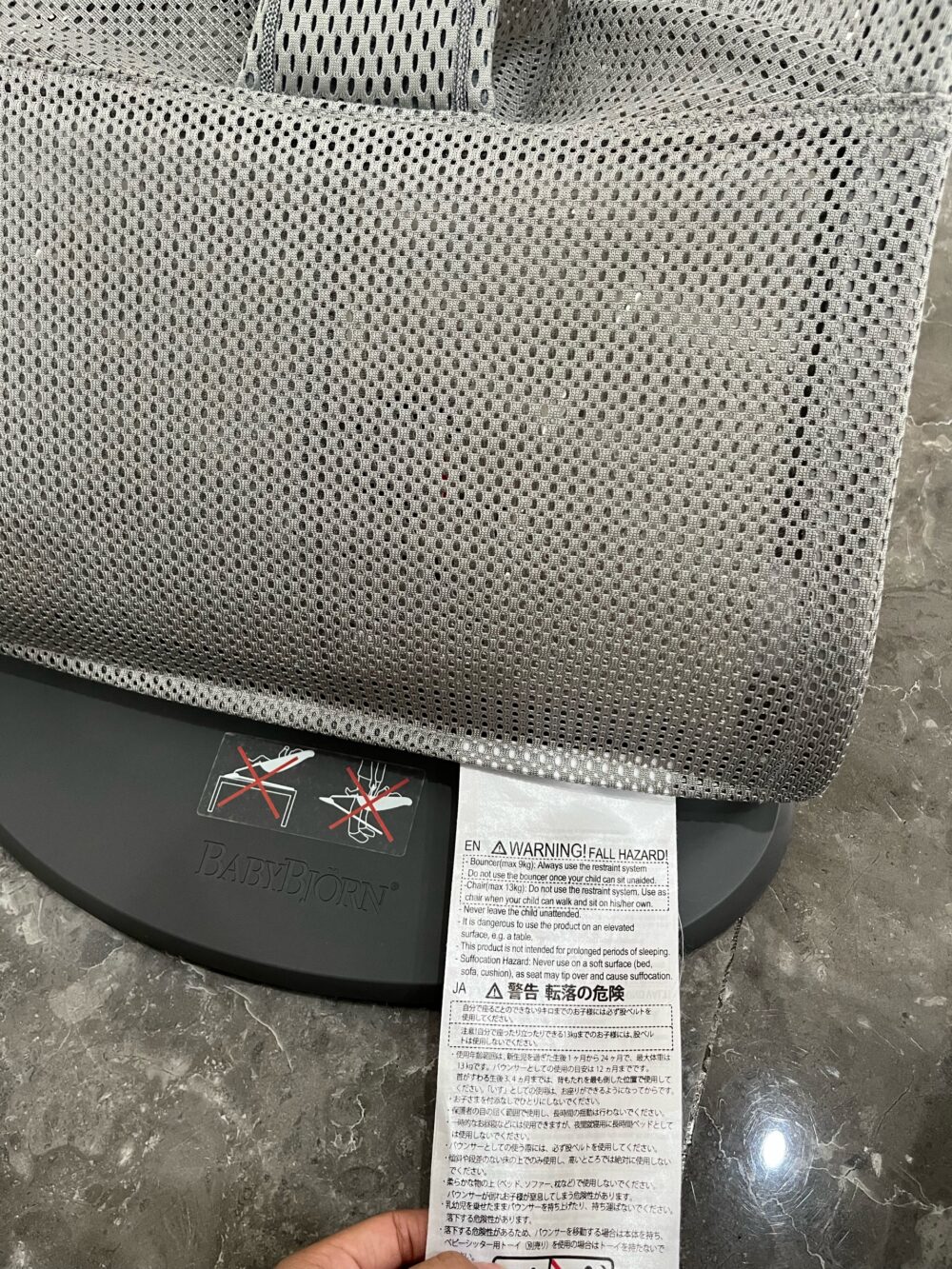 Ghế rung BabyBjorn vải mesh màu xám 0->2y( full box) - Ảnh 11