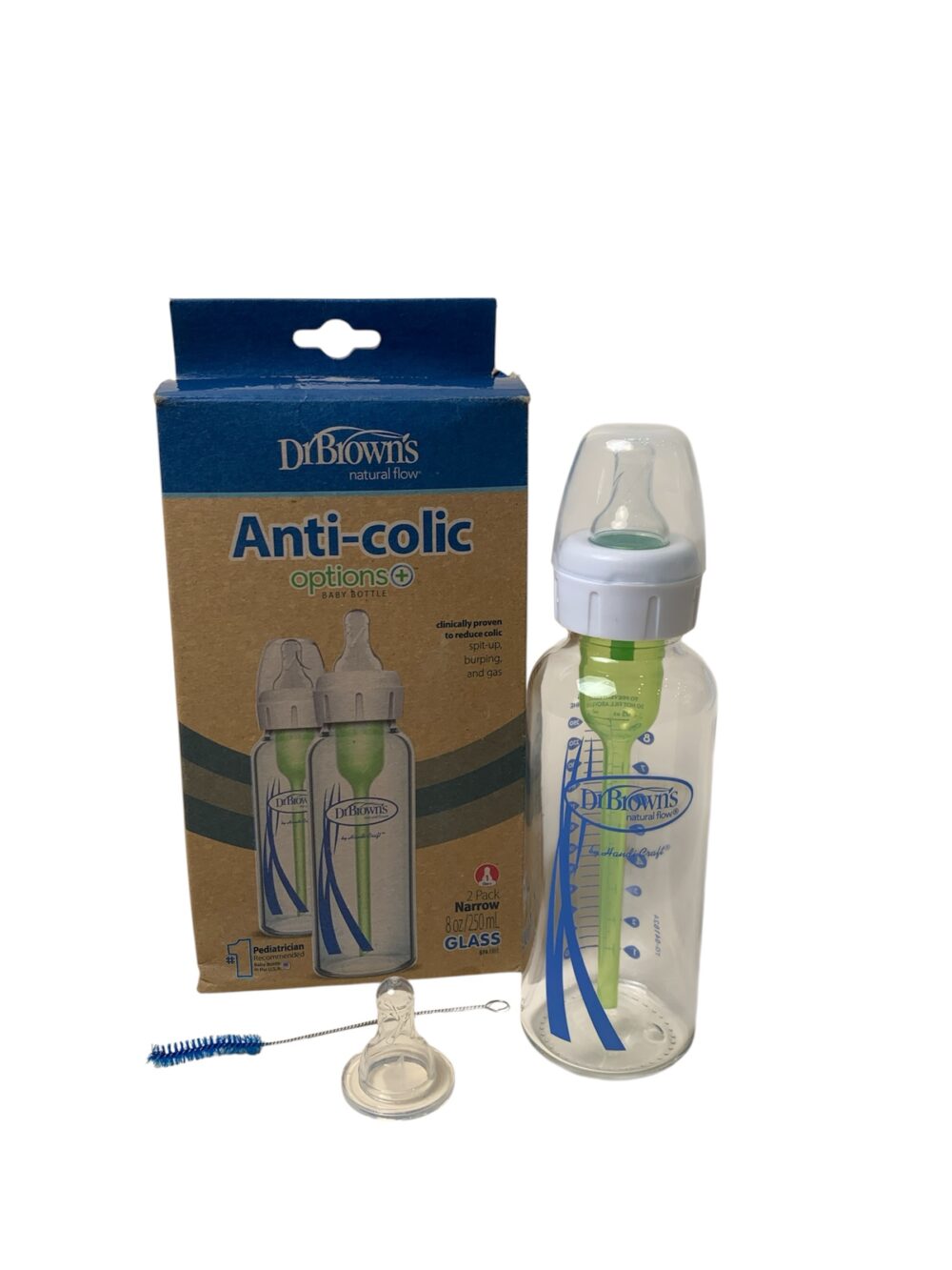 59a1ba2c685e4470a7b69157dbc6fb6b Bình sữa thuỷ tinh cổ hẹp DrBrown's 250ml tặng kèm cọ nhỏ - Ảnh 1