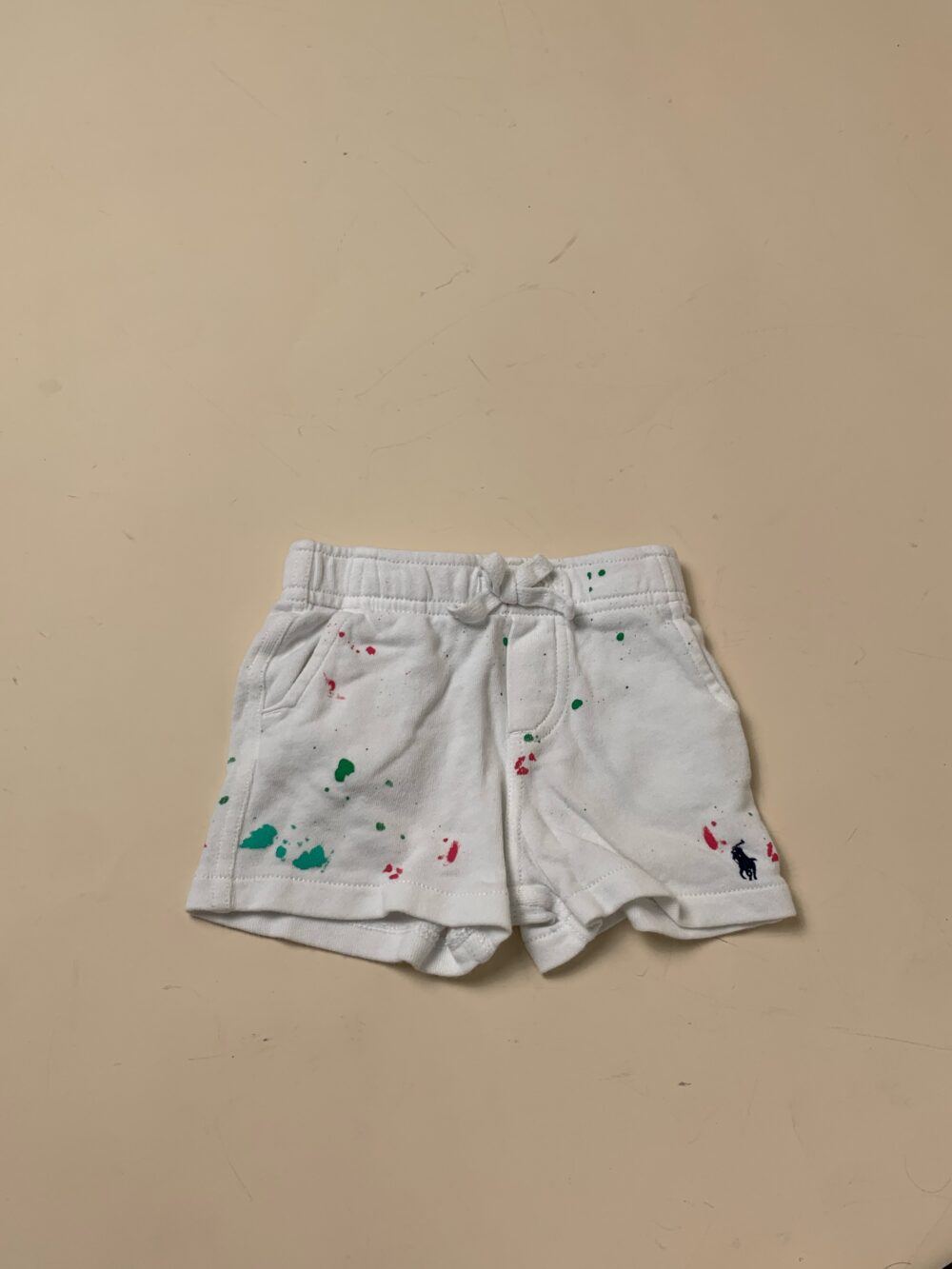 Quần đùi nỉ Ralph Lauren hoạ tiết chấm màu, màu trắng (size 3m) - Ảnh 2