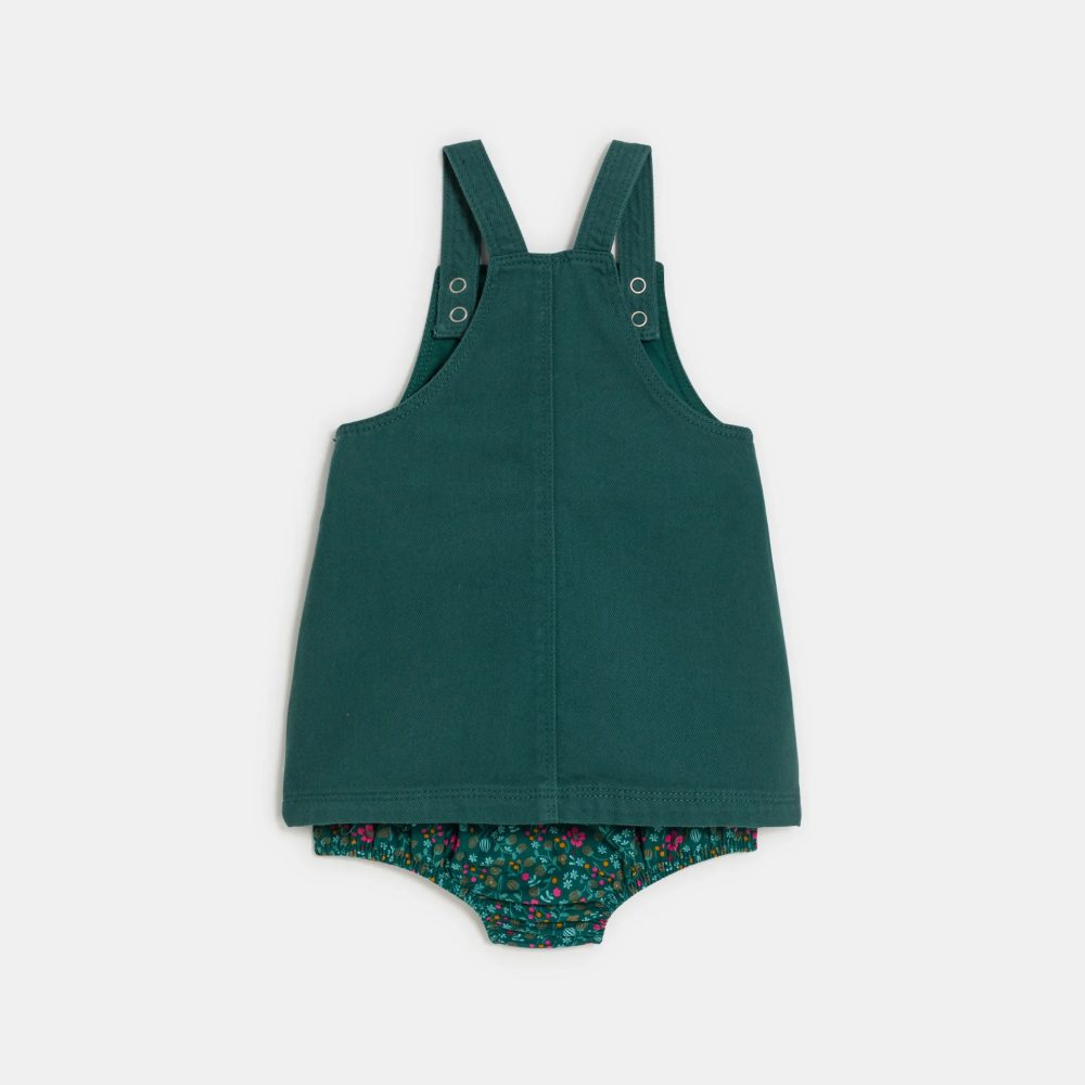 Set bộ yếm tay dài màu xanh Obaibi hoạ tiết hoa nhí ( size 12m) - Ảnh 12