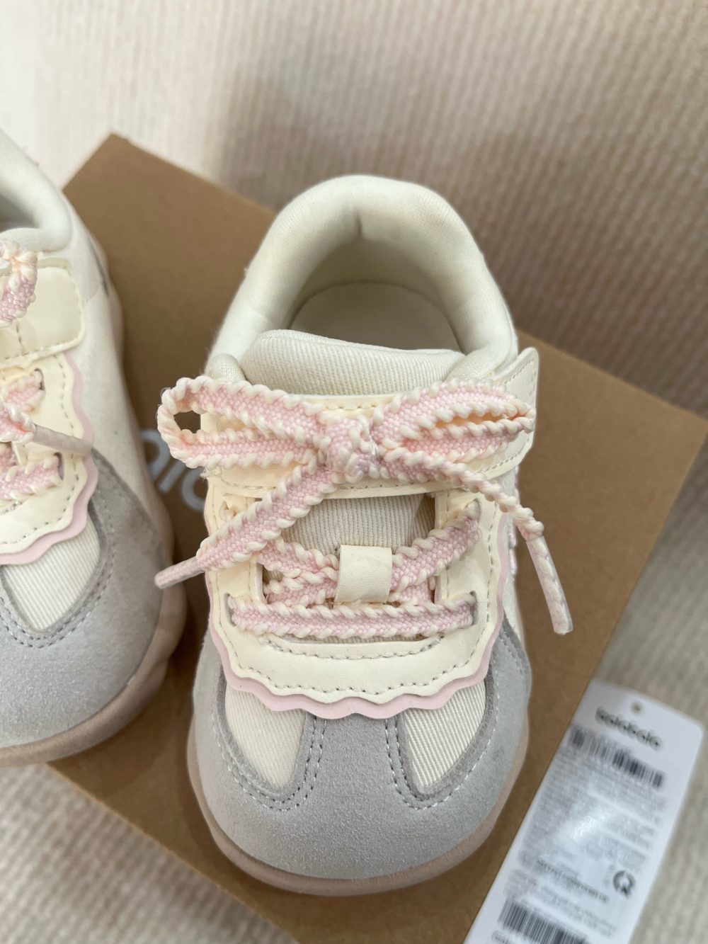 Giày tập đi Balabala màu trắng/hồng (size: 19 / 12.5cm, full box) - Ảnh 5