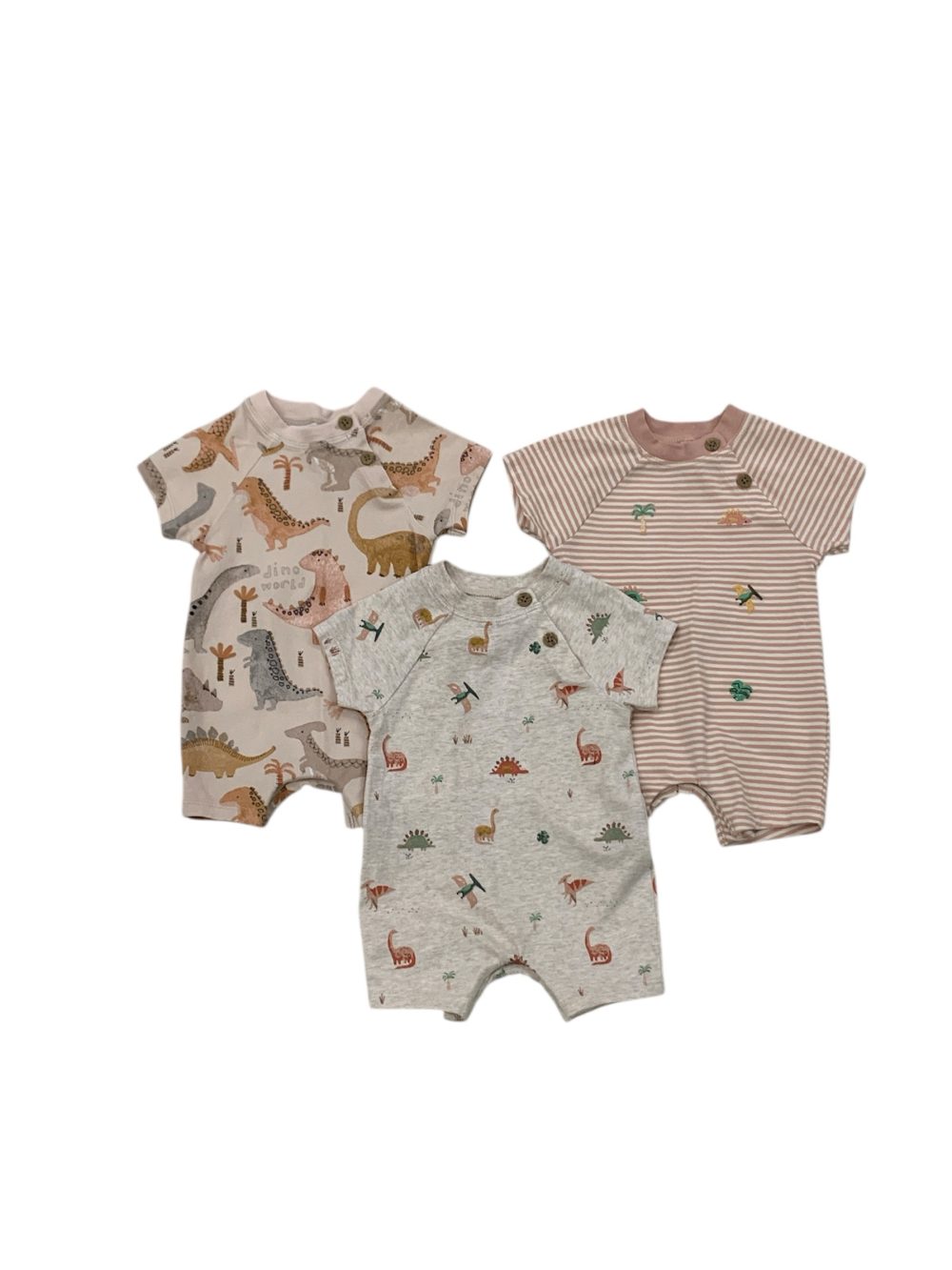 Set 3 bộ suit đùi hoạ tiết khủng long Next baby (size:0/3M) - Ảnh 1