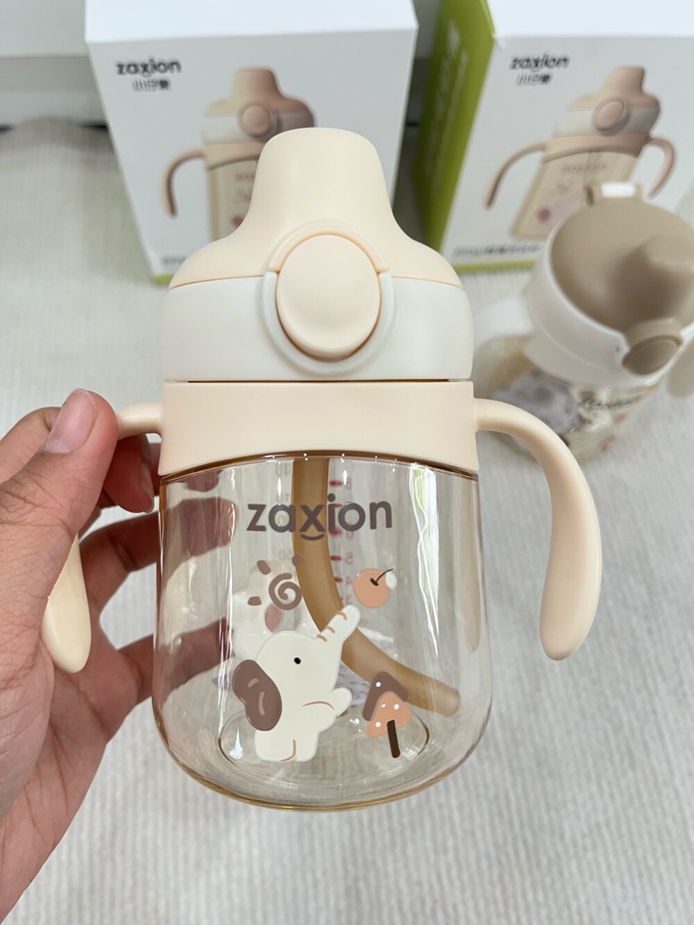 Set 2 bình tập hút nước zaxion hoạ tiết con voi ( full box) - Ảnh 3