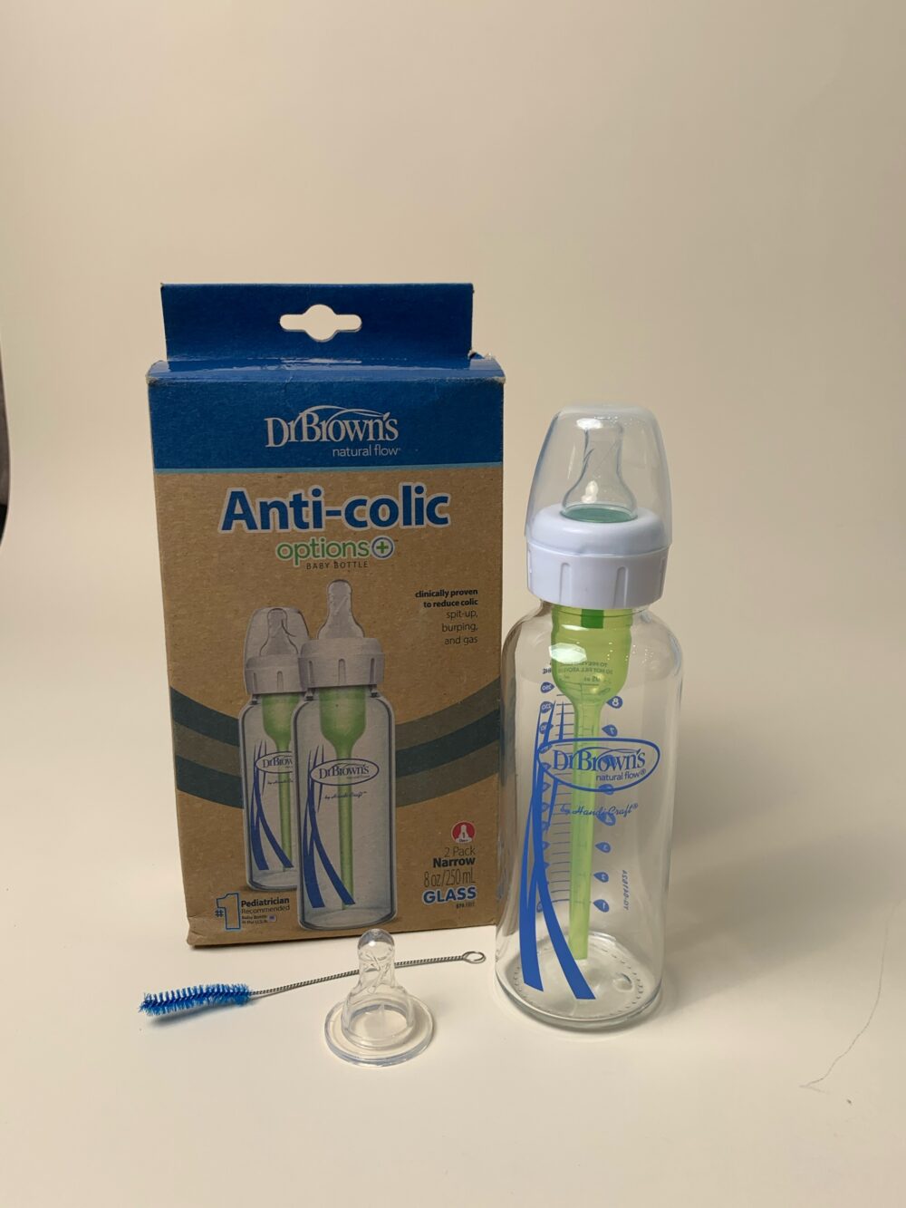 Bình sữa thuỷ tinh cổ hẹp DrBrown's 250ml tặng kèm cọ nhỏ - Ảnh 2