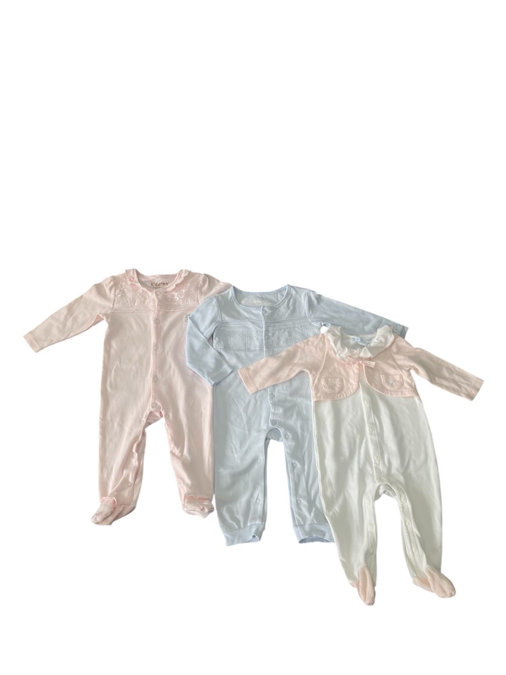Set 3 bộ sleepsuit mix brand Giggles và Nous màu hồng, trắng, xanh ( size: 3/6m) - Ảnh 1