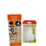 Set bình sữa Wesser cổ hẹp 250ml nhựa PPSU (size núm: 4/6m) & núm ti Wesser (size: 7m+)