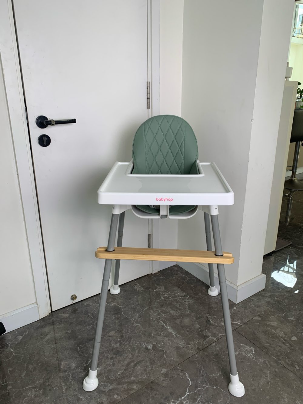 Ghế ăn dặm cho bé Babyhop màu xanh kèm thanh gác chân - Ảnh 2