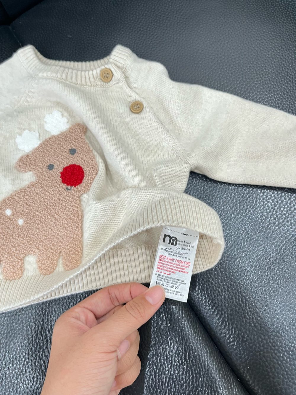 Set đồ dài tay Mothercare hình tuần lộc (size: 1m~4,5kg) - Ảnh 5