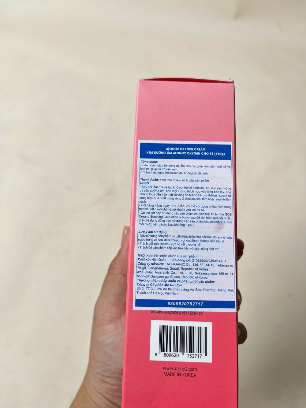 Kem dưỡng ẩm hữu cơ cho bé Atono2 Oxygen Cream 160g ( mới 100%, Date: 3/1/2028) - Ảnh 7