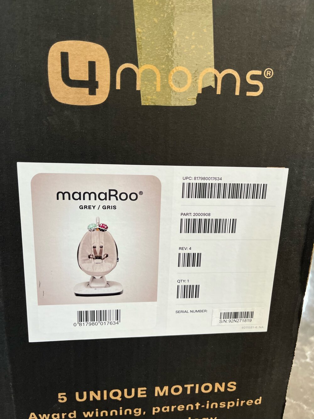 Nôi rung đa năng 4moms MamaRoo, màu xám ( sơ sinh đến 11kg3, full box) - Ảnh 8