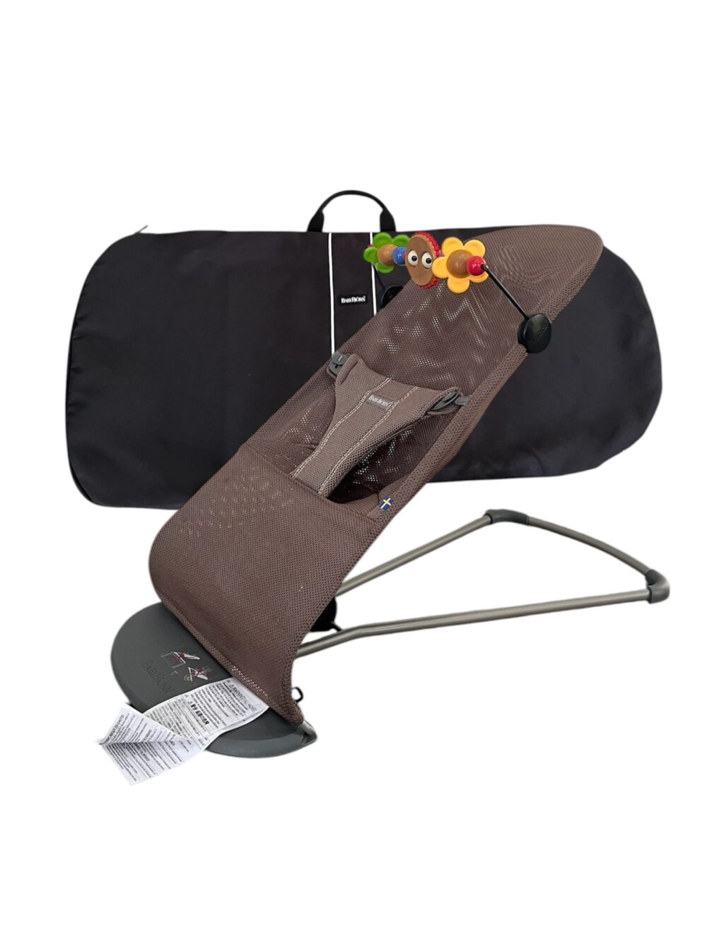 Ghế rung BabyBjorn vải mesh màu brown (kèm thanh đồ chơi, còn túi vải đựng bảo quản) - Ảnh 1