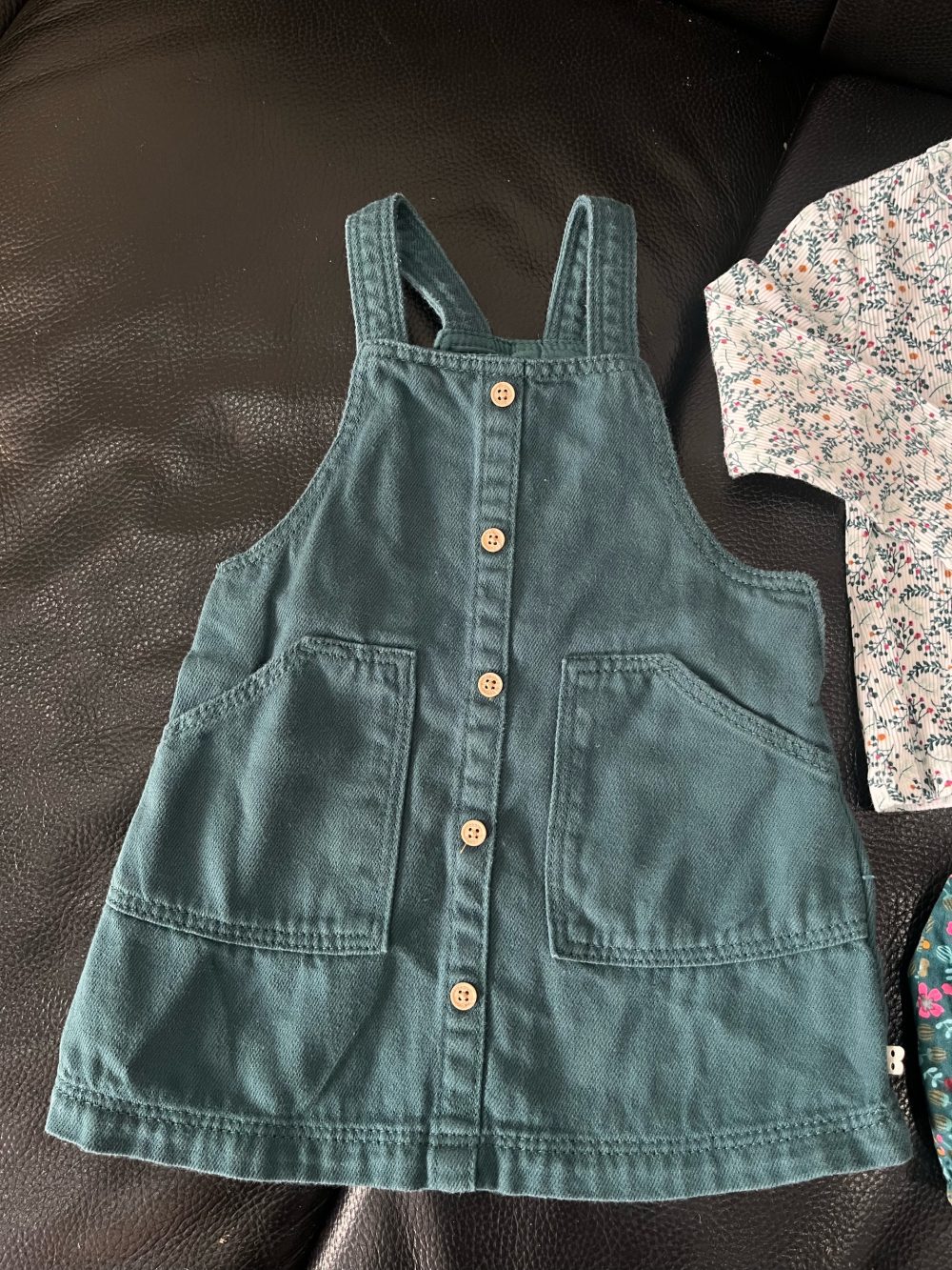 Set bộ yếm tay dài màu xanh Obaibi hoạ tiết hoa nhí ( size 12m) - Ảnh 6