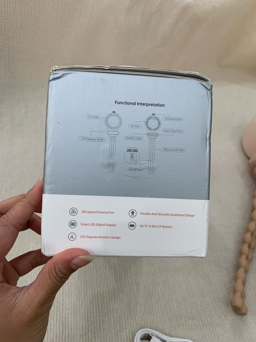 Quạt tích điện Jisulife 2s J3146 - nâu (full box) - Ảnh 14