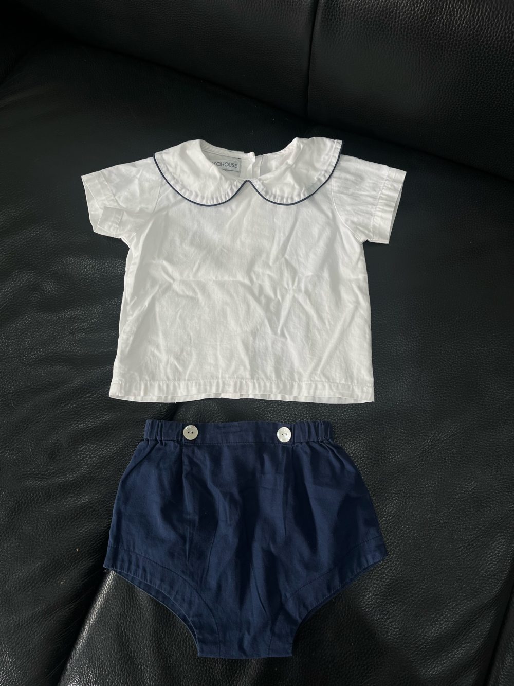 Set 2 bộ bodysuit và bộ cọc tay mix brand màu trắng/navy( size: 3/6m) - Ảnh 7