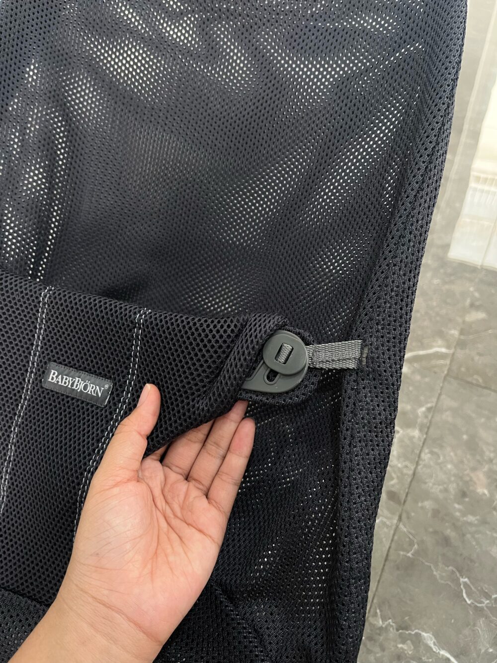 Ghế rung Baby Bjorn vải mesh màu đen xám 0->2y (no box) - Ảnh 4