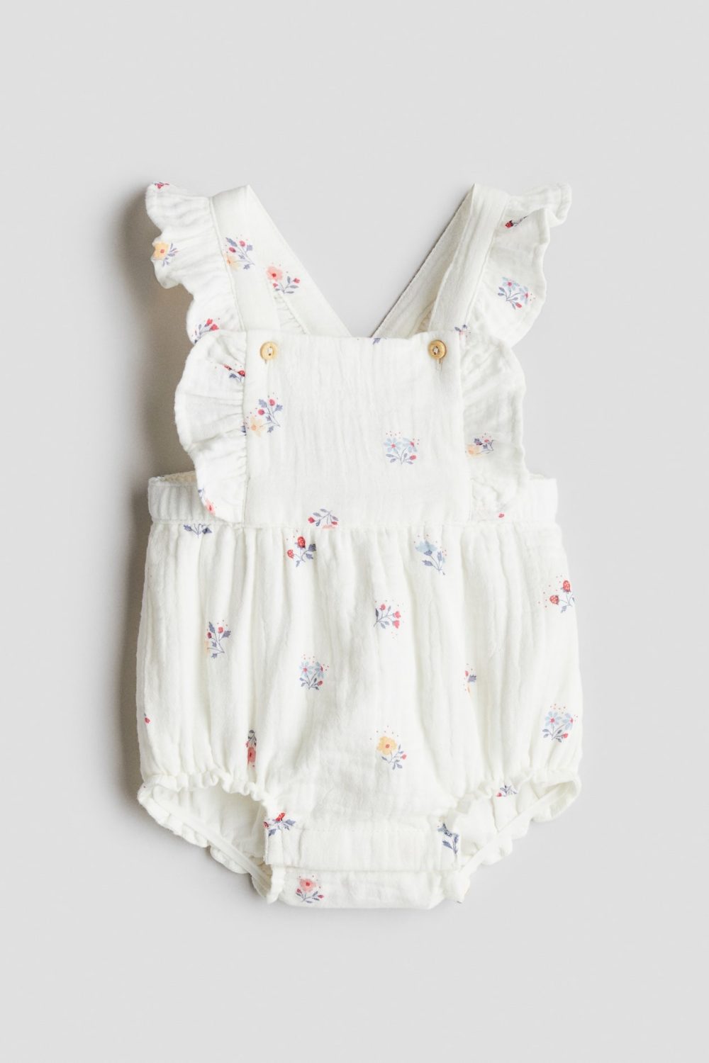 Set 2 bộ yếm kèm bodysuit mix brand H&M, Morthercare, Obaibi hoạ tiết hoa trắng, hồng (size:6/9M) - Ảnh 3