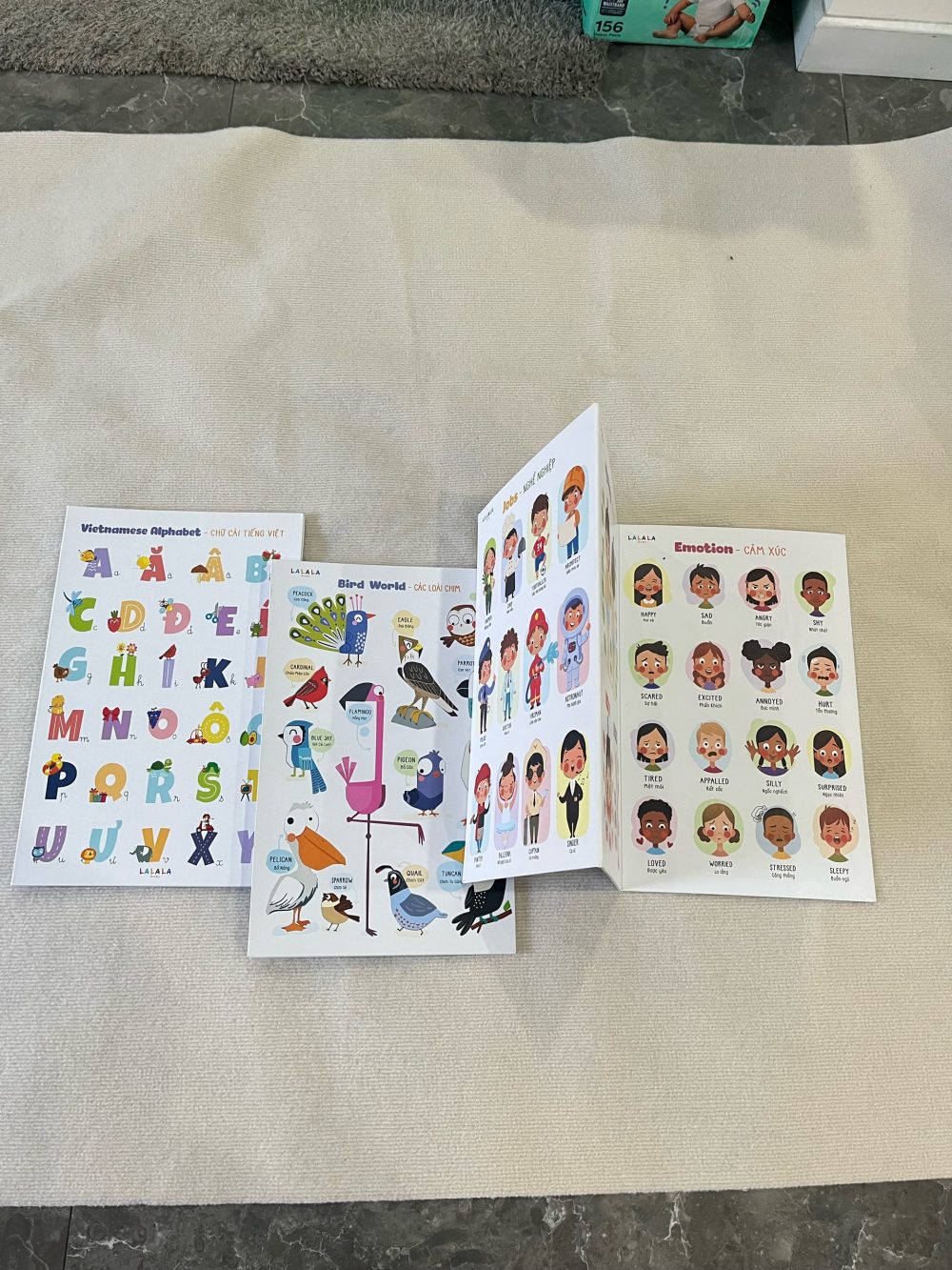 Set 3 bảng gấp thông thái song ngữ nhiều chủ đề Lalala baby 96x50cm ( Giấy ford 80 cứng) - Ảnh 9