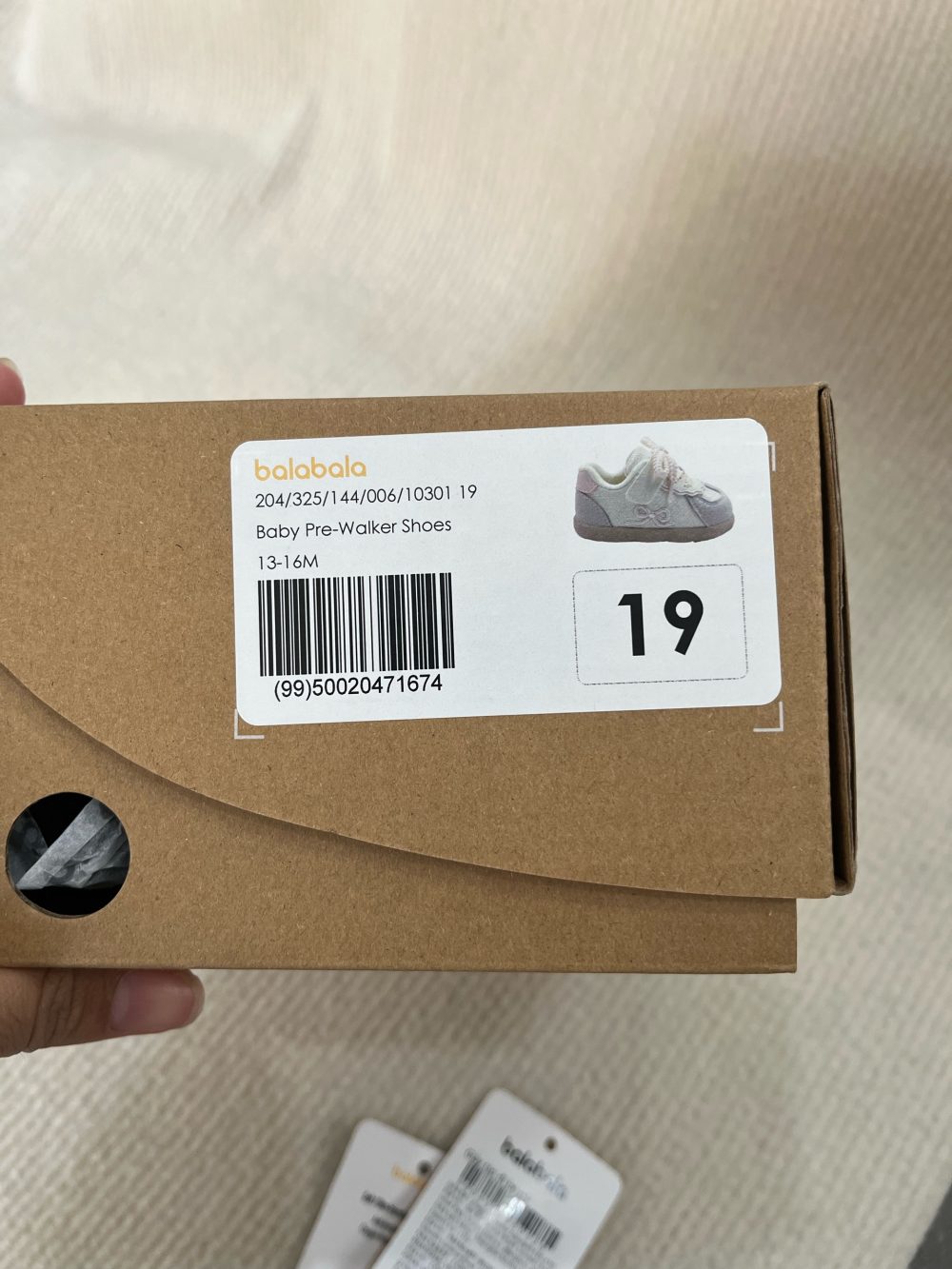 Giày tập đi Balabala màu trắng/hồng (size: 19 / 12.5cm, full box) - Ảnh 7