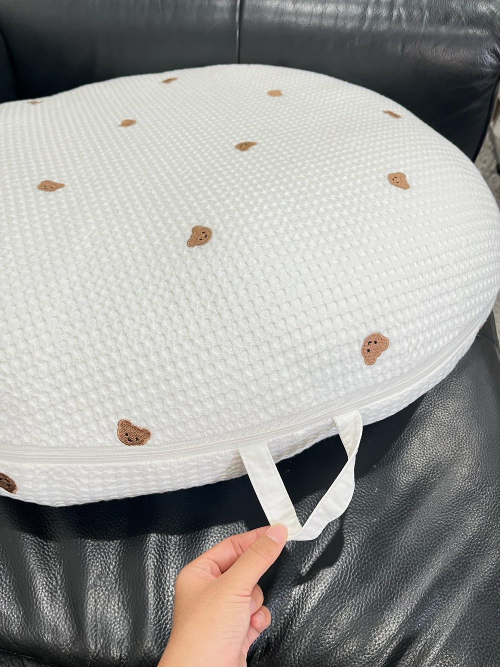 Gối chống trào ngược Rototo bebe vải Airmesh Waffle hoạ tiết gấu màu trắng (size: 0->12m) - Ảnh 6